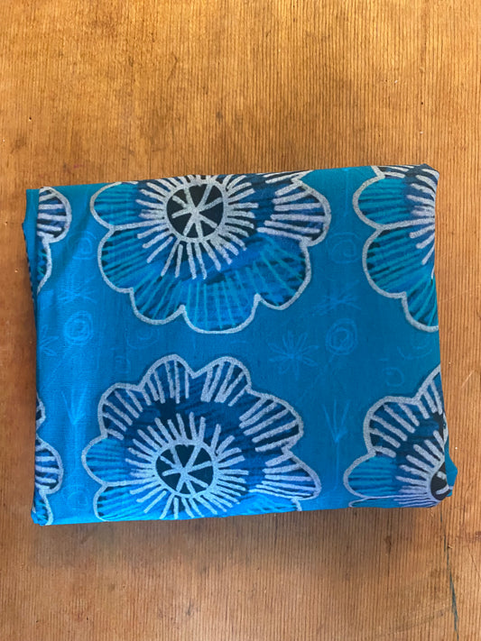 Chalky Teal Flowers Fat Quarter