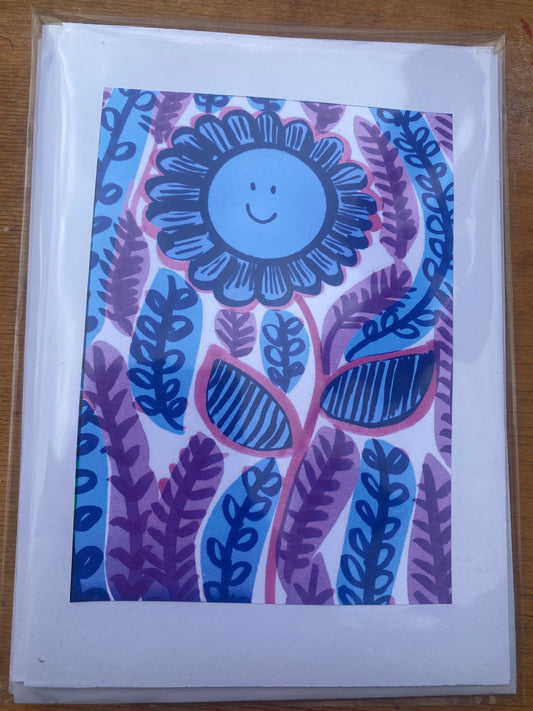 Happy flower Cards set of 4