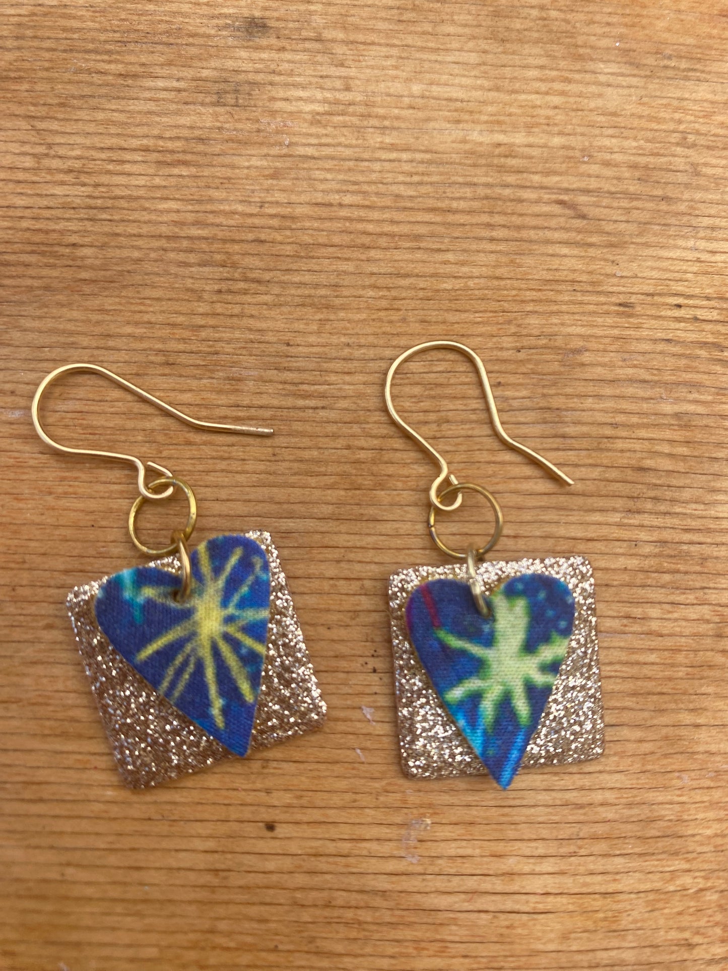 Heart tile earrings