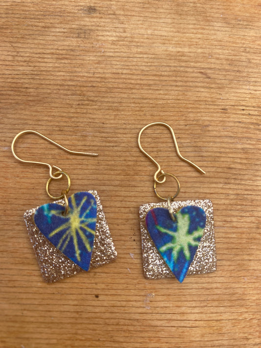 Heart tile earrings