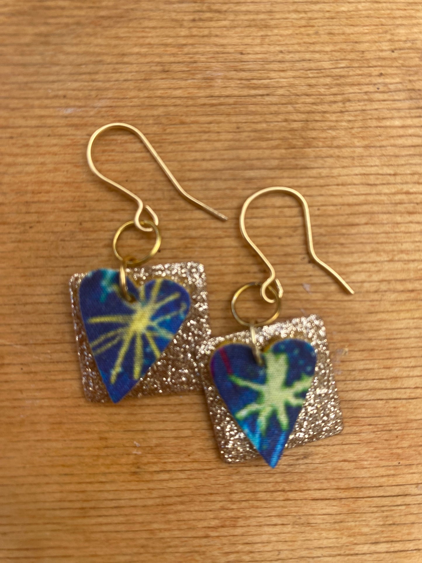 Heart tile earrings