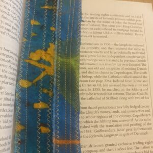 Embroidered Bookmark Turquoise leaf