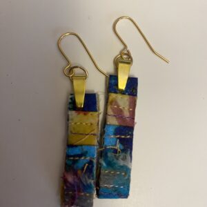Fabric Earrings rectangular blue